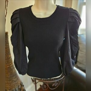 Lucy Paris Black Puff Sleeve Blouse